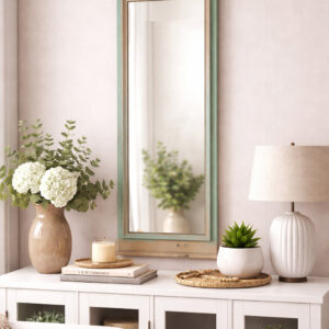 Mirrors with a wooden frame