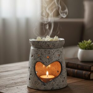 Ceramic aroma burner with heart-shaped